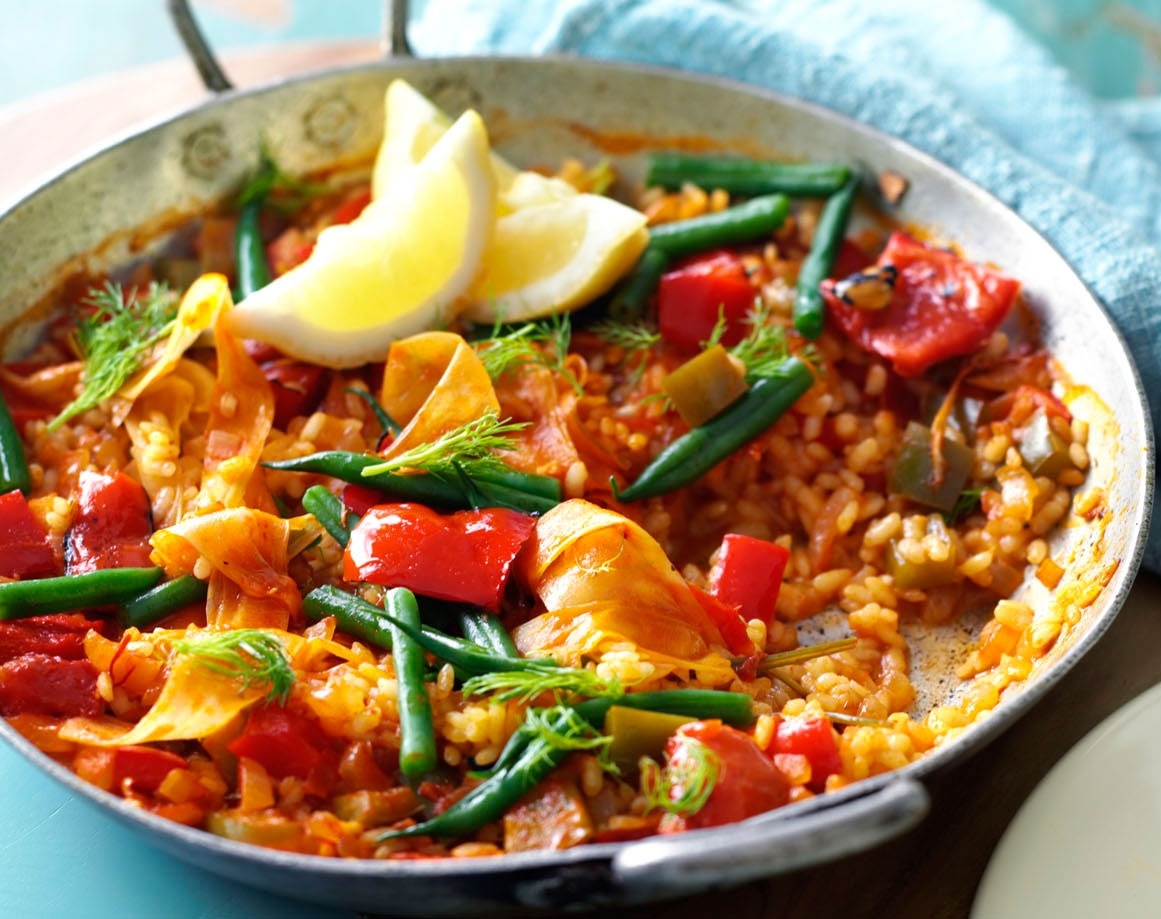 ესპანური პაელია ბოსტნეულით