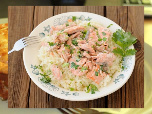 ორაგული ნაღებითა და ბრინჯით